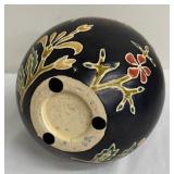 Enticing Embossed Black Floral Vase by Earthenware