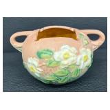 Vintage Roseville Pottery White Rose Double Handled Vase