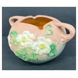 Vintage Roseville Pottery White Rose Double Handled Vase