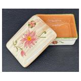 Vintage Stangl Pottery Pink Star Flower Cigarette Box / Trinket Box