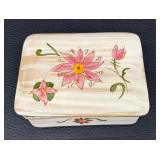 Vintage Stangl Pottery Pink Star Flower Cigarette Box / Trinket Box