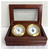 Classy Linden Desktop Clock and Thermometer