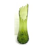Vintage LE Smith Diamond Butt Avocado Green Swung Vase