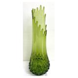 Vintage LE Smith Diamond Butt Avocado Green Swung Vase