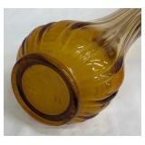 Vintage LE Smith Swung Amber Glass Vase with Ribbed Contours