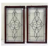 Pair of Leaded Glass Framed Panels