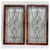 Pair of Leaded Glass Framed Panels