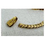 10K Gold Necklace with Emerald Stones and Diamond Accents