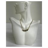 10K Gold Necklace with Emerald Stones and Diamond Accents