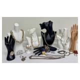 Assortment of Vintage Costume Jewelry Including Necklaces, Bracelets, and Earrings