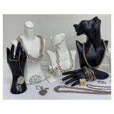 Assortment of Vintage Costume Jewelry Including Necklaces, Bracelets, and Earrings