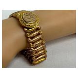 Vintage Monogrammed Gold-Tone Sweetheart Bracelet by S & B Co