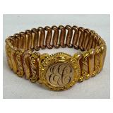 Vintage Monogrammed Gold-Tone Sweetheart Bracelet by S & B Co