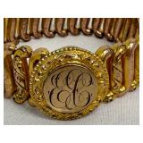 Vintage Monogrammed Gold-Tone Sweetheart Bracelet by S & B Co