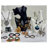 Collection of Vintage Fashion Jewelry with Earrings and Necklaces