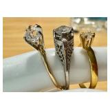 Set of 3 Elegant Diamond Simulant Rings in 14 Gold & Silver Plate Settings