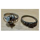 Set of 2 Vintage Sterling Silver Rings with Intricate Designs