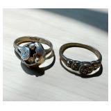 Set of 2 Vintage Sterling Silver Rings with Intricate Designs