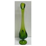 Vintage Viking Glass Avocado Six Petal Green Swung Vase