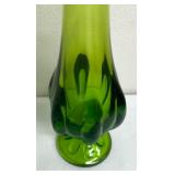 Vintage Viking Glass Avocado Six Petal Green Swung Vase