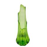 Vintage MCM LE Smith Lime Green Swung Ribbed Vase 20”