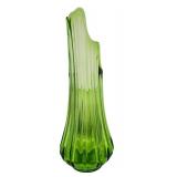 Vintage MCM LE Smith Lime Green Swung Ribbed Vase 20”