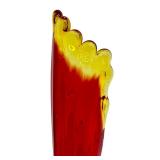 Vintage MCM Art Glass Tall Amberina Thumbprint Stretch Swung Vase