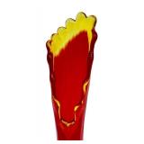 Vintage MCM Art Glass Tall Amberina Thumbprint Stretch Swung Vase