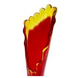 Vintage MCM Art Glass Tall Amberina Thumbprint Stretch Swung Vase