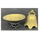 Vintage Chinese Buddhism Brass Incense Bowl & Cover with Stand