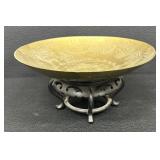 Vintage Chinese Buddhism Brass Incense Bowl & Cover with Stand