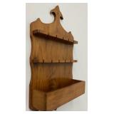 Vintage Krauss Furniture Wooden Souvenir Spoon Collector Wall Rock - Holds 12 Spoons with Box Holder