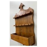 Vintage Krauss Furniture Wooden Souvenir Spoon Collector Wall Rock - Holds 12 Spoons with Box Holder