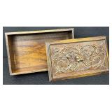 Antique Renaissance Revival Rectangular Table Box with Florentine Carved Top and Carved Sides