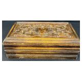 Antique Renaissance Revival Rectangular Table Box with Florentine Carved Top and Carved Sides