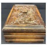 Antique Renaissance Revival Rectangular Table Box with Florentine Carved Top and Carved Sides