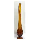 Mid Century Amber Colored Swung Glass Vase