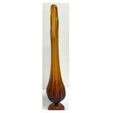Mid Century Amber Colored Swung Glass Vase