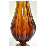 Mid Century Amber Colored Swung Glass Vase