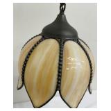 Vintage Stain Glass Hanging Light Fixture