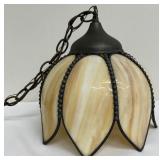 Vintage Stain Glass Hanging Light Fixture