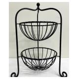 Two Tier Black Wrought Iron Fruit/Vegetable Basket