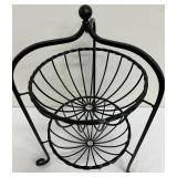 Two Tier Black Wrought Iron Fruit/Vegetable Basket