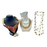 Vintage Woven Metal Necklace, Vintage Les Bernard Beaded Necklace and More