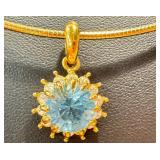 Nolan Miller Blue Skies Pendant Set with Omega Style Necklace