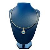 Nolan Miller Blue Skies Pendant Set with Omega Style Necklace