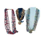 Three Multi-Strand Beaded Joan Rivers Necklaces