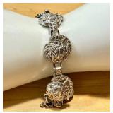 Sterling Silver Theda Marcasite Flower Rose Bracelet Vintage Style