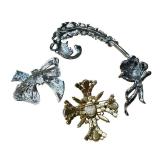 Four Lovely Rhinestone Brooches