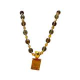 Joan Rivers Topaz Czech Glass Beaded Necklace with Topaz Glass Pendant